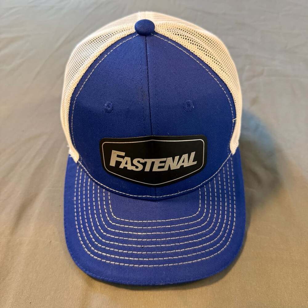 Fastenal Trucker Hat Royal Blue White Mesh Snapback Cap